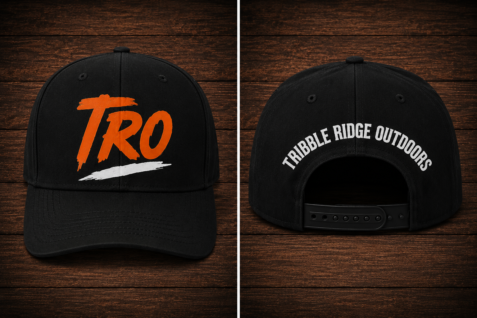 Tribble Ridge Outdoors™ TRO Black Adjustable Velcro Hat